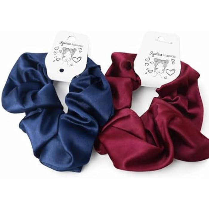 2 Piece Satin Elastic Band Set Luxury Hair Ties Styling Coming Multicolor Fashion Hair Accessories for Women and Girls - Image 1